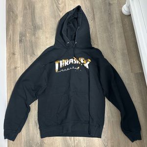 Trasher black hoodie with flames
Size small